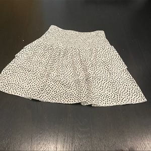 White with black hearts ruffle skirt.